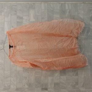 Eileen Fisher peach sheer raw edge poncho